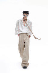 Pleated Straight Leg Trousers