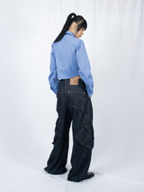 Crop Double Collar Shirts (Sky Blue)
