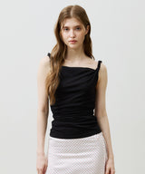 COS TWISTED SHIRRLING TOP / BLACK