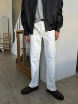 ASCLOバックバンディングデニムパンツ (White)