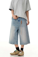 Teal Blue Cropped Jorts