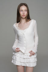 Cream donuts sheer cardigan, White