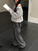 Xiao Stripe Brushed Wide Banding Pants
