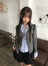 Eve Fake Layered Ruffle Shirt Cardigan