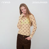 Riverstone Plus Women's Polka‑dot Sheer Mesh Layering Top, 2026 Summer New Arrival, Dopamine Color Long‑Sleeve Blouse