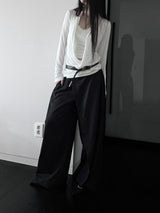 loose V-wrap shirring T (2color)