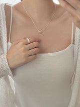 [Silver 925] two-line double ring necklace / Daily simple point