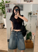 Slim Crop Short Sleeve T-Shirt (4color)