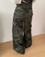 Pimme Military Camo Pocket Cargo Bootcut Cotton Long Pants