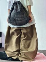 プレートピグメントスリットセミバルーンワイドロングパンツ 🤍💛💚🖤 - 4 カラーズ