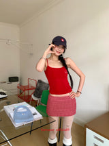 red apple sleeveless top