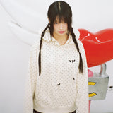 Dot Ruffle Hoodie - IVORY