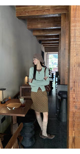 Mint Brown Layered Cardigan Knitwear