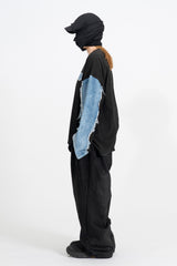 シスカットオフデニム長袖Tシャツ