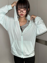 Antale Sheer Oversized Hooded Zip-Up 4color