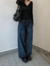 Indigo Low Rise Wide Denim Pants (one color)