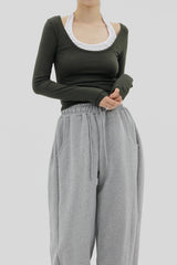 レイヤーUネックTシャツ / Layer U Neck T-shirt (4color)