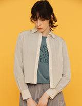 クロップナイロンシャツ / CROP NYLON SHIRT_CREAM