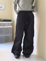ペルバピンタックシャーリングデニム2WAYロングワイドジョガーパンツ