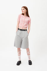 チェリージャカードパターンショートスリーブカーディガン / CHERRY JACQUARD PATTERN SHORT SLEEVE CARDIGAN [PINK]