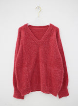 Vネックブラッシュアルパカニット/V-neck brush alpaca knit (2color)