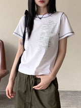 シャポビンテージプリンティングレタリング半袖Tシャツ / Shapo Vintage Printing Lettering Short-Sleeved T-Shirt