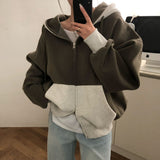 [BELLIDE MADE] ツートーンウールボクシーフードジップアップ