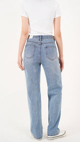 レザーベルトポイントストレートフィットデニムパンツ/BILLLIE SUHYEON LEATHER BELT POINT STAIGHT FIT LIGHT BLUE DENIM [16629]