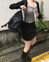 ロマンティックフリルリボンシャーリングスリーブレス