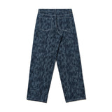 3D Monogram Rain Washing Slub Denim Pants Blue