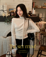 ローズボートネックニットTシャツ+タイセット