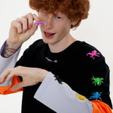 Triple Sleeve T-shirt [Black_Orange_Purple] (6592399278198)