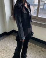 Black denim tracker jacket