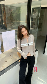 double zip knit cardigan