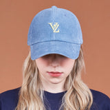 3D Monogram pigment Washing Corduroy Over Fit Ball Cap Sky