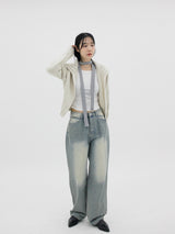 ルベンカラージップアップカーディガン / Ruben Collar Zip-up Cardigan (6color)