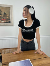 blur short sleeve cropped tee