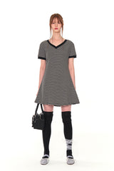 V NECK STRIPE OPS (GRAY)