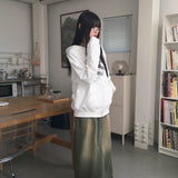 Yat Cat Sand Washed Maxi Denim Long Skirt