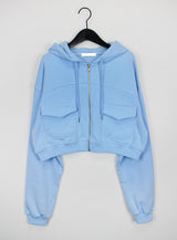 ポケットクロップフードジップアップ / Pocket Crop Hood Zip Up (3color)