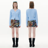 Finger Hole Ribbon Cardigan [Blue] (6612250656886)