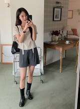 ツーピンタックハーフスラックス