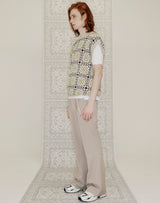 グラニースクエアオーバーサイズベスト/GRANNY SQUARE OVERSIZED VEST SAND BEIGE