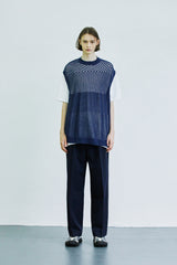 グラデーションパンチングニットベスト/gradation punching knit vest navy