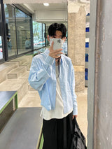 ミニマルビッグカラークロップドシャツ (Unisex)