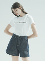リネンデニムショート / W1011 LINEN DENIM SHORT_DEEP BLUE