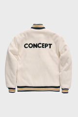 オールアイボリーグラジュレーションキャップパッチユニセックスバーシティージャケット
