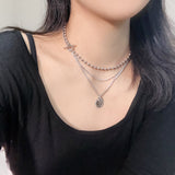 ユニークボールドチェーンレイヤードネックレス / Unique bold chain layered necklace