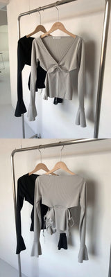 ペリーストラップシャーリング長袖Tシャツ / Perry Strap Shirring T (2color)
