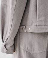 NO COLLAR CROPED JACKET (GRAY) / SET-UP